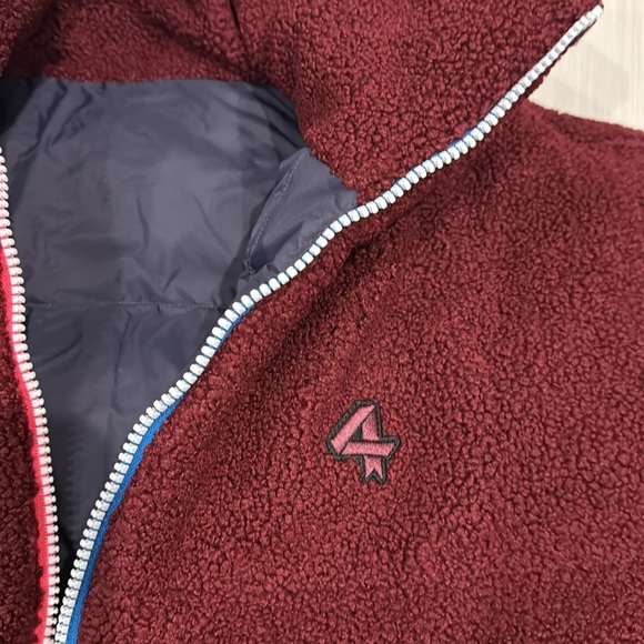 Fourlaps NWT Polar Quilted Sherpa Jacket in Burgundy/Smoke. Reversible. - Picture 7 of 12